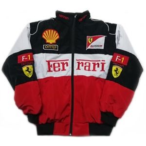 Ferrari Racer Jacket Size Medium red nascar patch stripe racing GREAT CONDITION